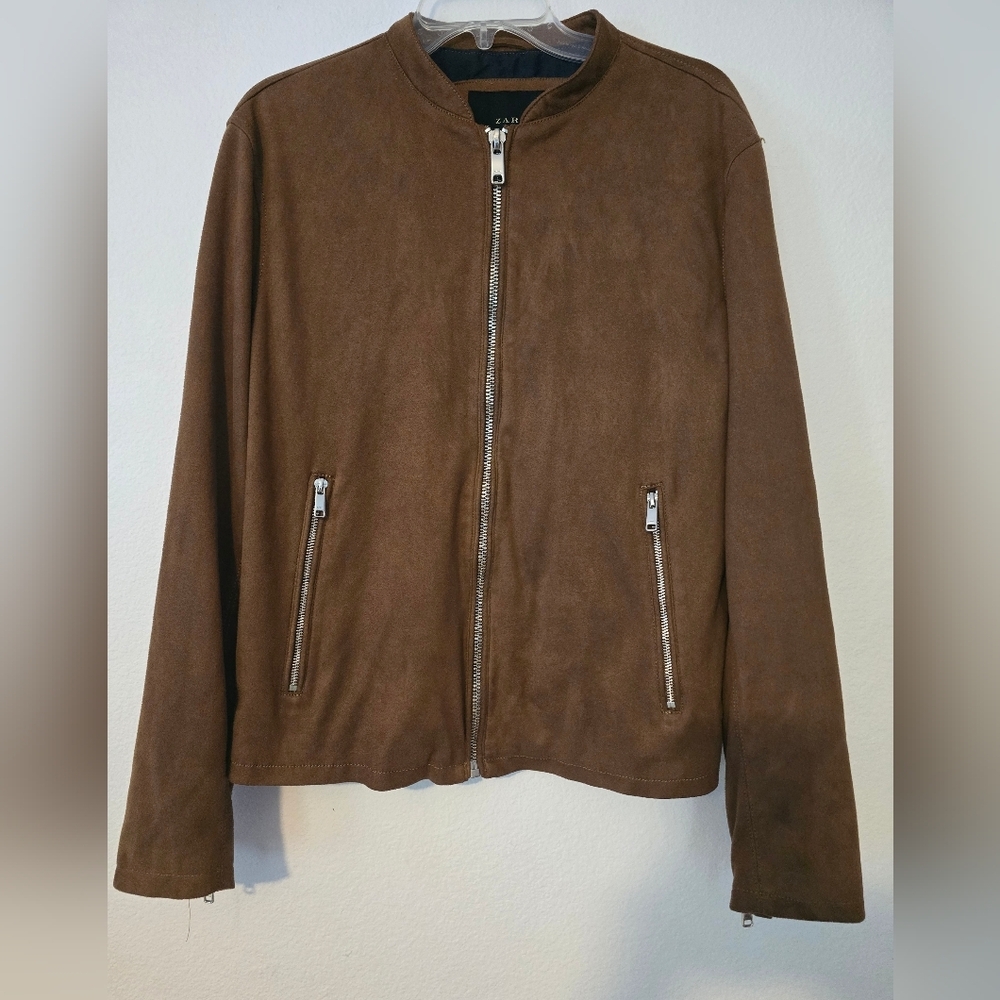 Zara camel / tan faux suede jacket medium
